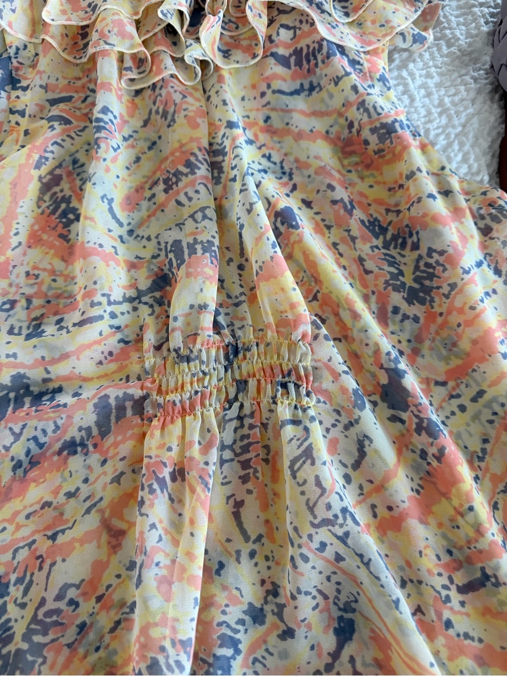 CAbi Yellow Multi Ruffled Tie-Front blouse - Picture 4 of 5